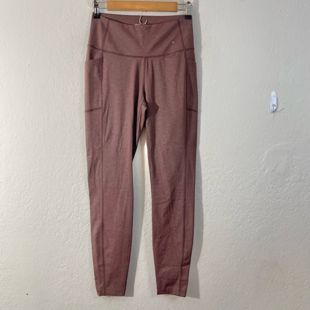 Mondetta Performance Luxury High Rise Active Leggings Women Small Brown Pockets